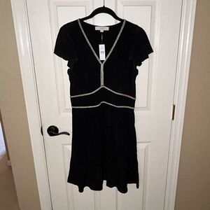 LOFT Black Detailed Short Sleeve Dress 🆕